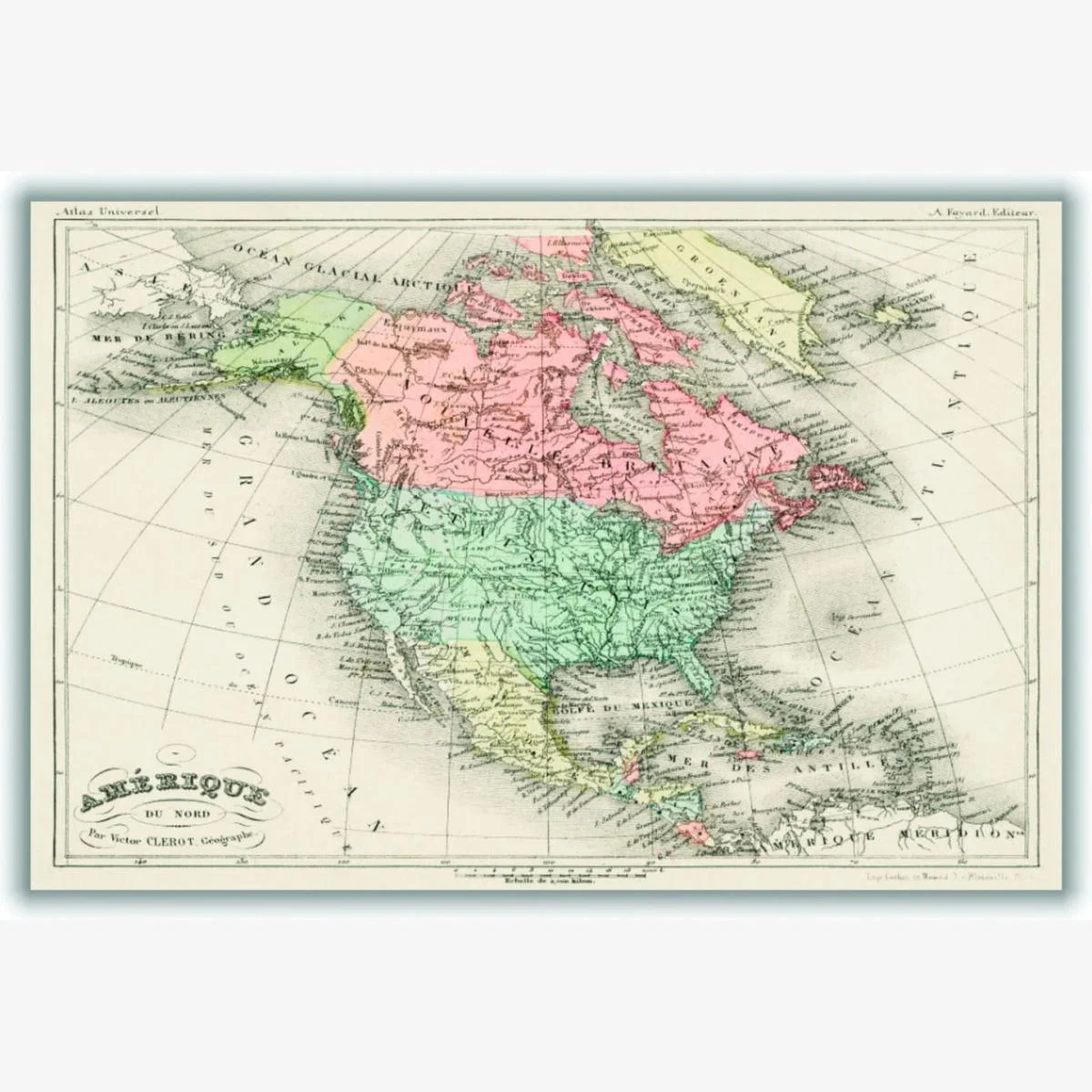 Map Of The United States Of America, Canada And Mexico A1 594 X 841Mm Stanley Print House – image 1
