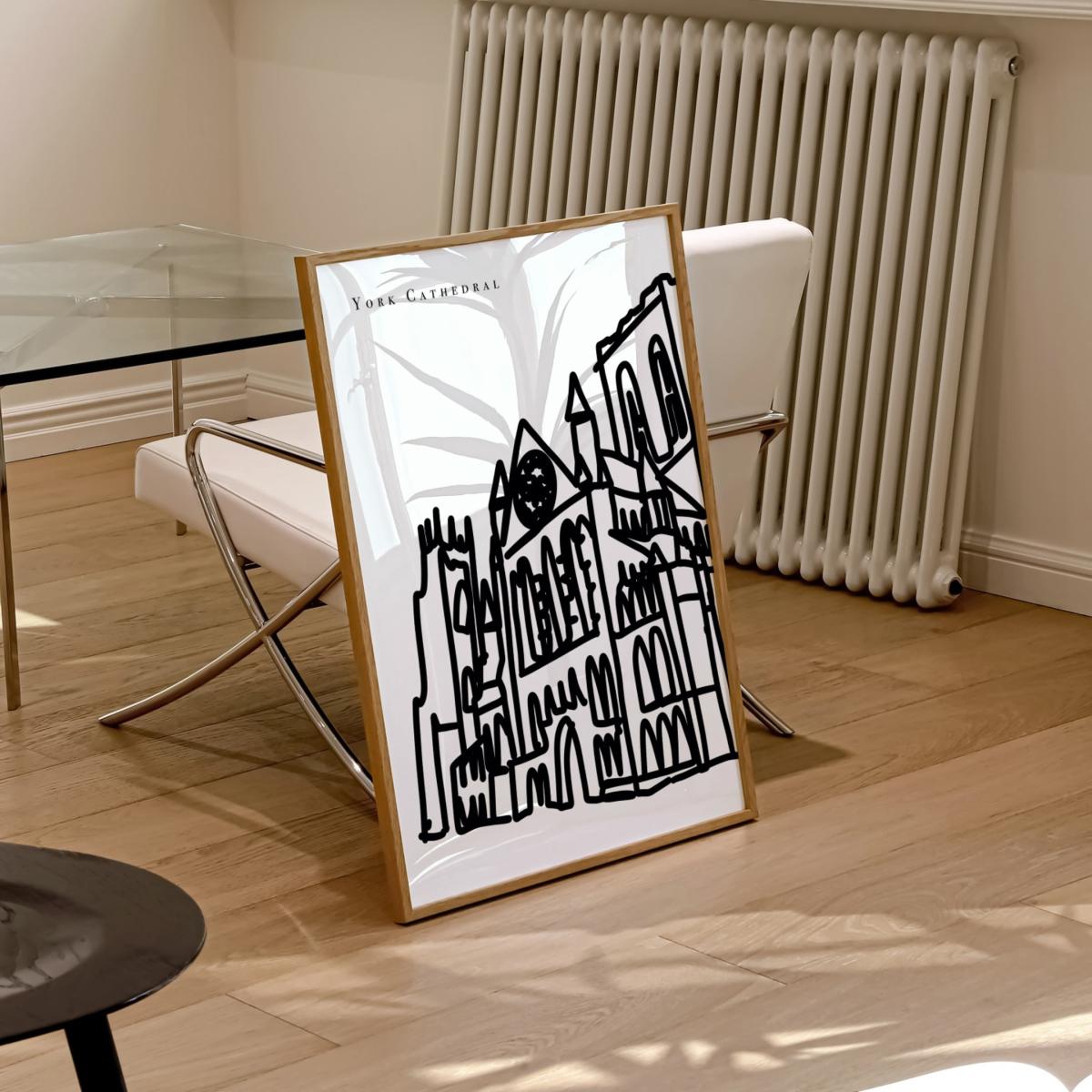 Black / White York Cathedral Art Print - A2 | A2 | 420 X 594Mm | Natalie Cass Art – image 3
