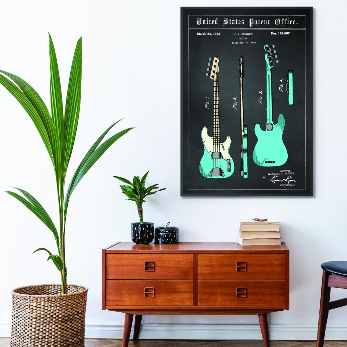Blue Fender Bass Guitar Patent Xxs Stanley Print House – image 3