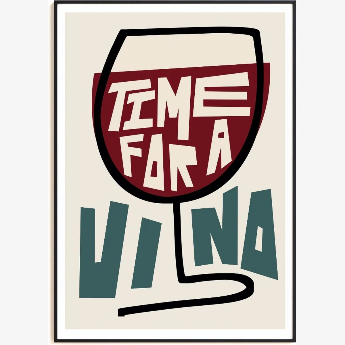 Time For A Vino Art Print - A2 Natalie Cass Art – image 1
