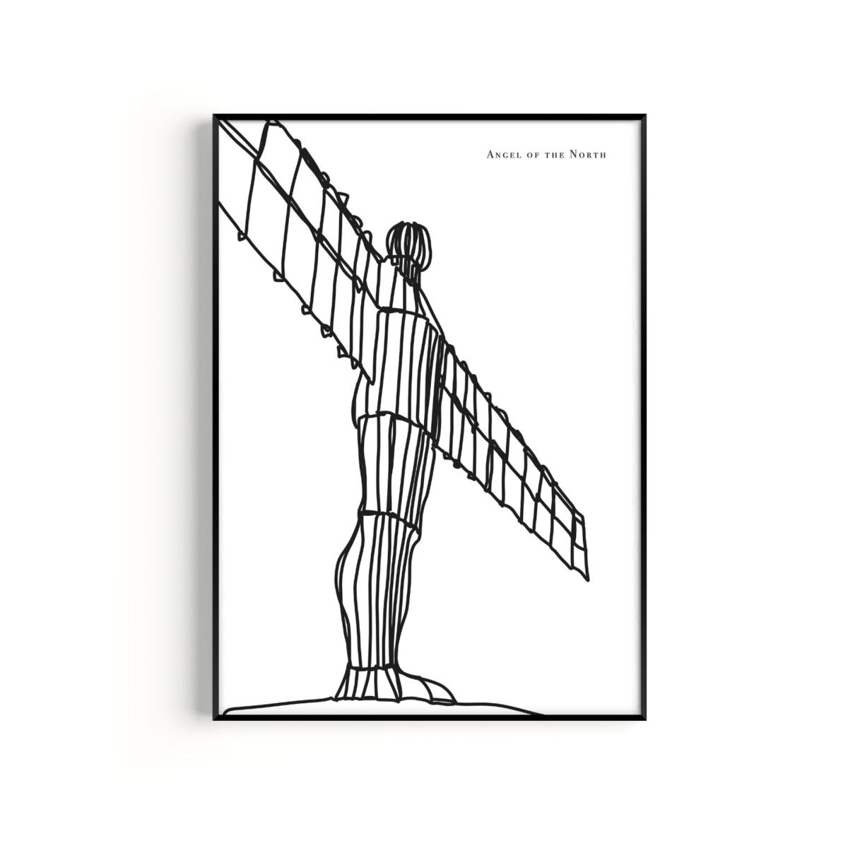 Black / White Angel Of The North Art Print - A3 | A3 | 297 X 420Mm | Natalie Cass Art – image 3