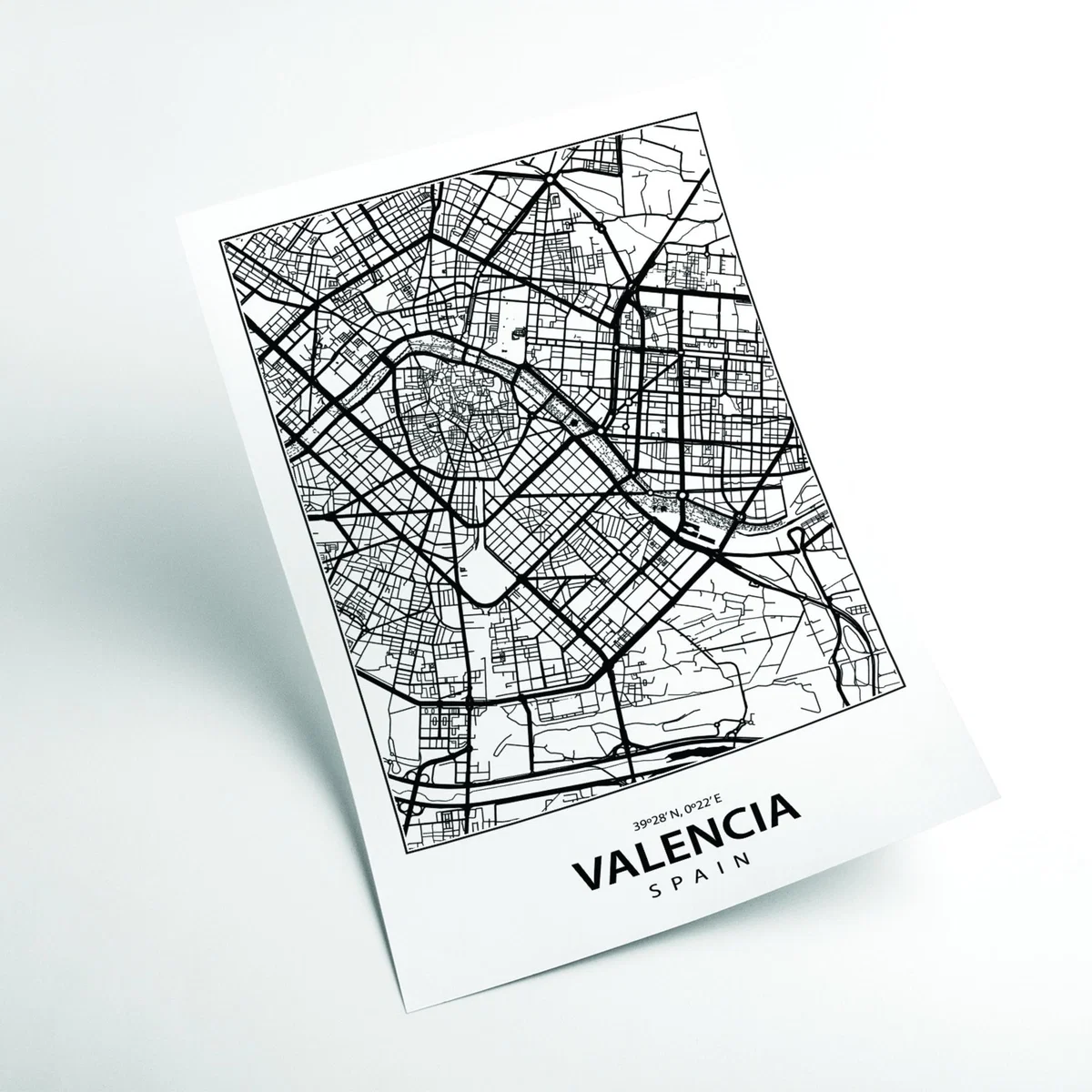 Black Map Of Valencia Spain Medium Stanley Print House – image 2