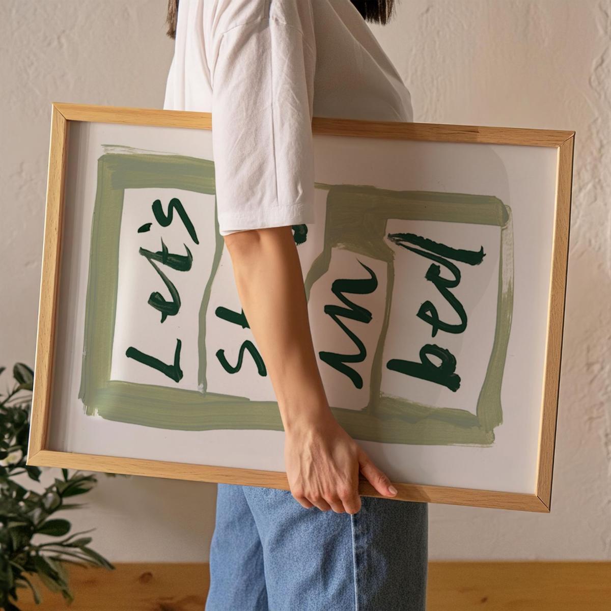 Green Let's Stay In Bed Hand Painted Art Print - A3 | Natalie Cass Art – image 2
