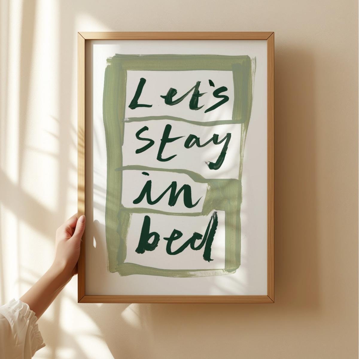Green Let's Stay In Bed Hand Painted Art Print - A3 | Natalie Cass Art – image 4