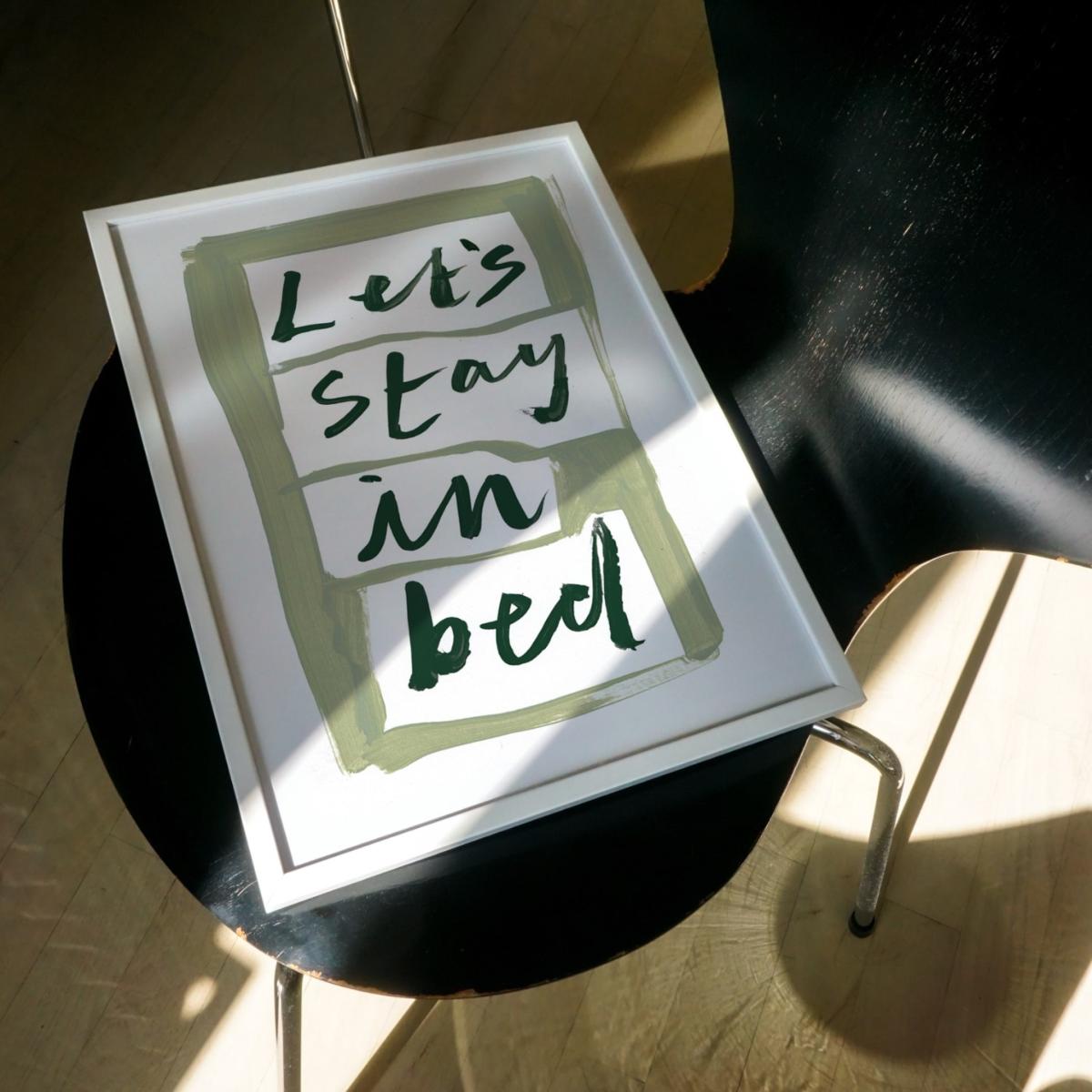 Green Let's Stay In Bed Hand Painted Art Print - A3 | Natalie Cass Art – image 5