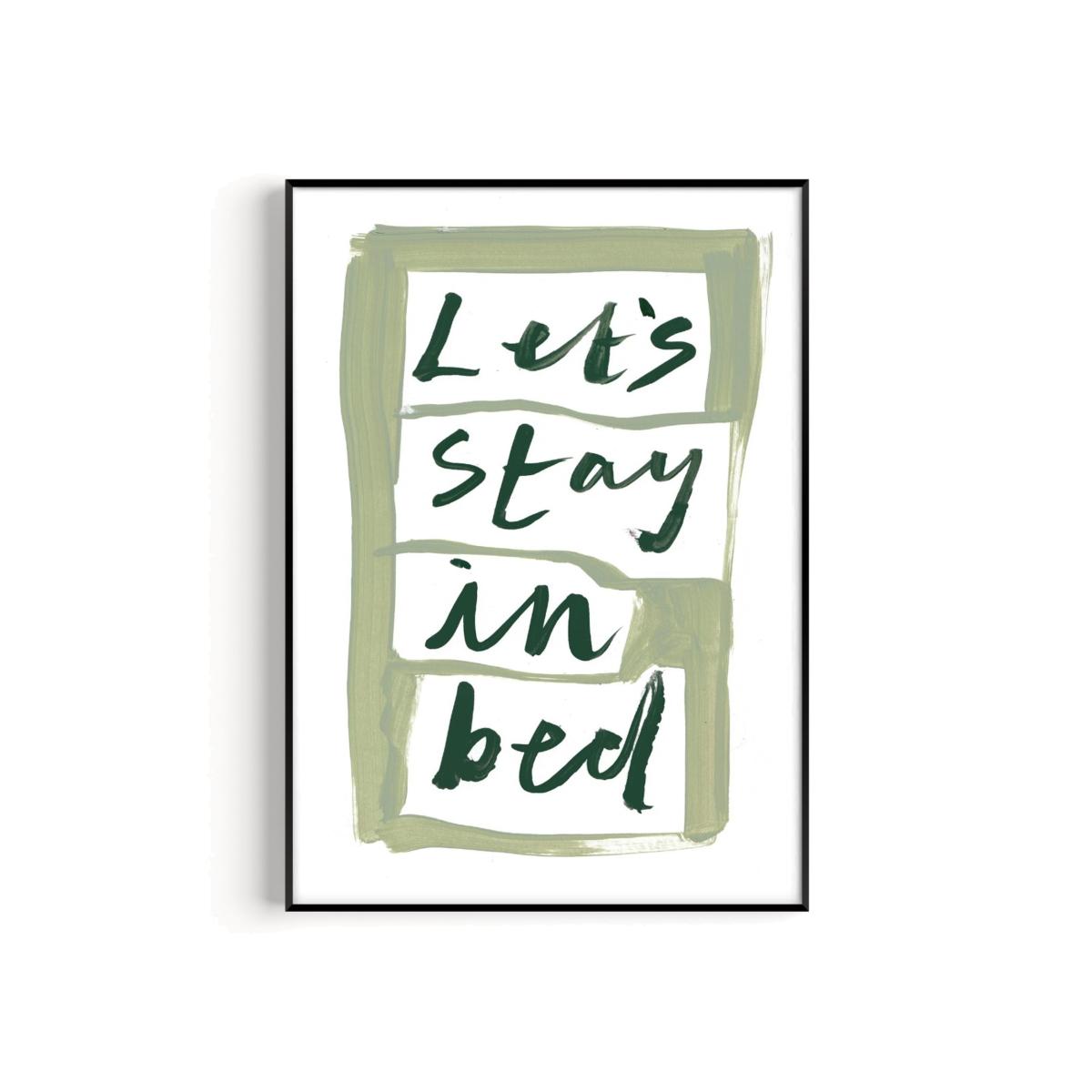 Green Let's Stay In Bed Hand Painted Art Print - A3 | Natalie Cass Art – image 1