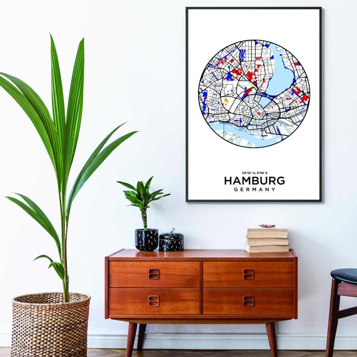 Blue Map Of Hamburg Germany A4 210 X 297Mm Stanley Print House – image 3