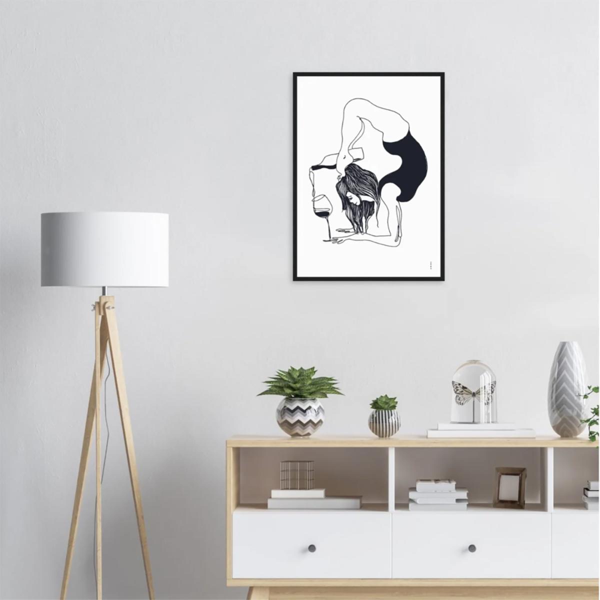 Black A Perfect Balance: Minimalist Yoga Art With Wine | A3 | 297 X 420Mm | Awol – image 3