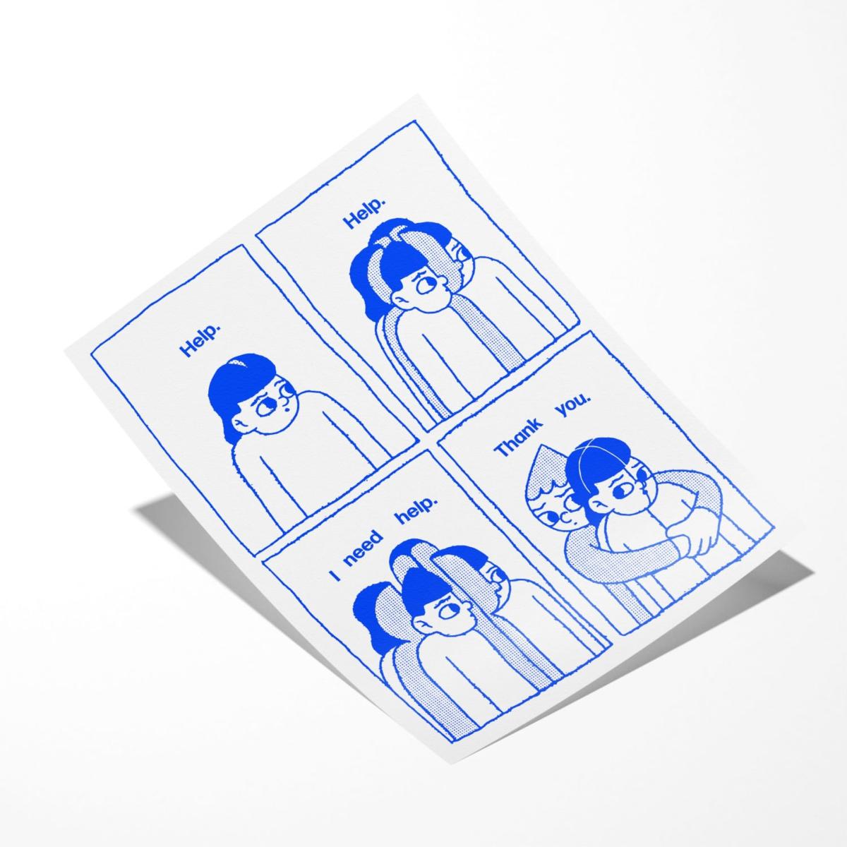 Blue Help - Giclee Fine Art Print - Small | 12 X 16" | East Side Studio London – image 2