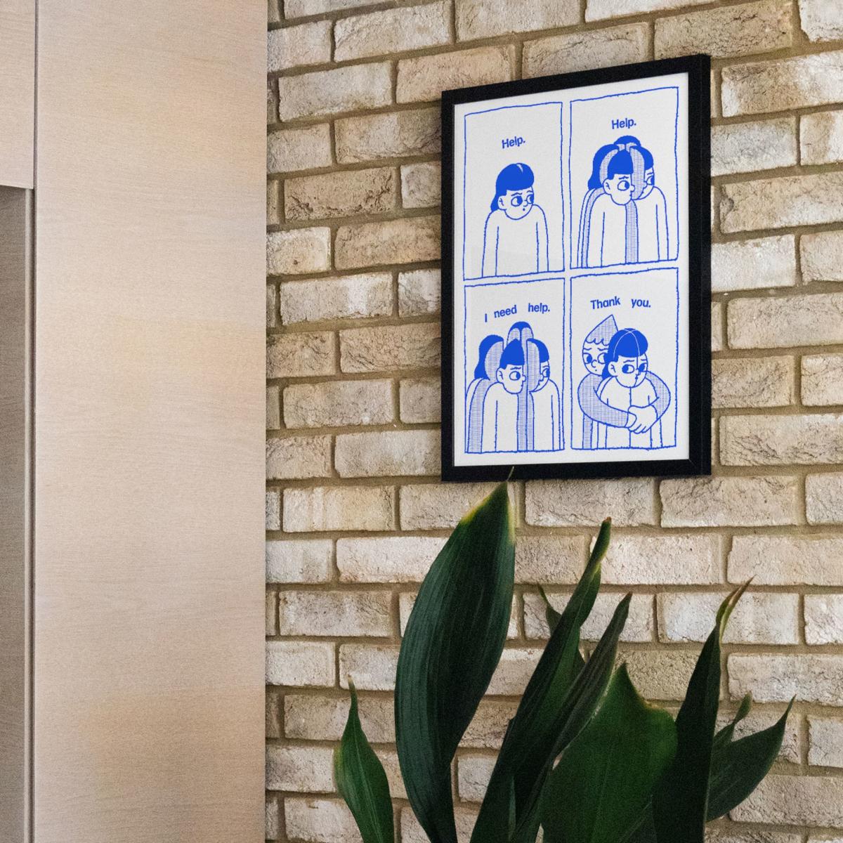 Blue Help - Giclee Fine Art Print - Small | 12 X 16" | East Side Studio London – image 4
