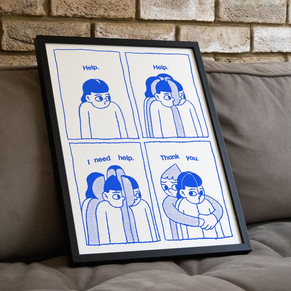 Blue Help - Giclee Fine Art Print - Small | 12 X 16" | East Side Studio London – image 5