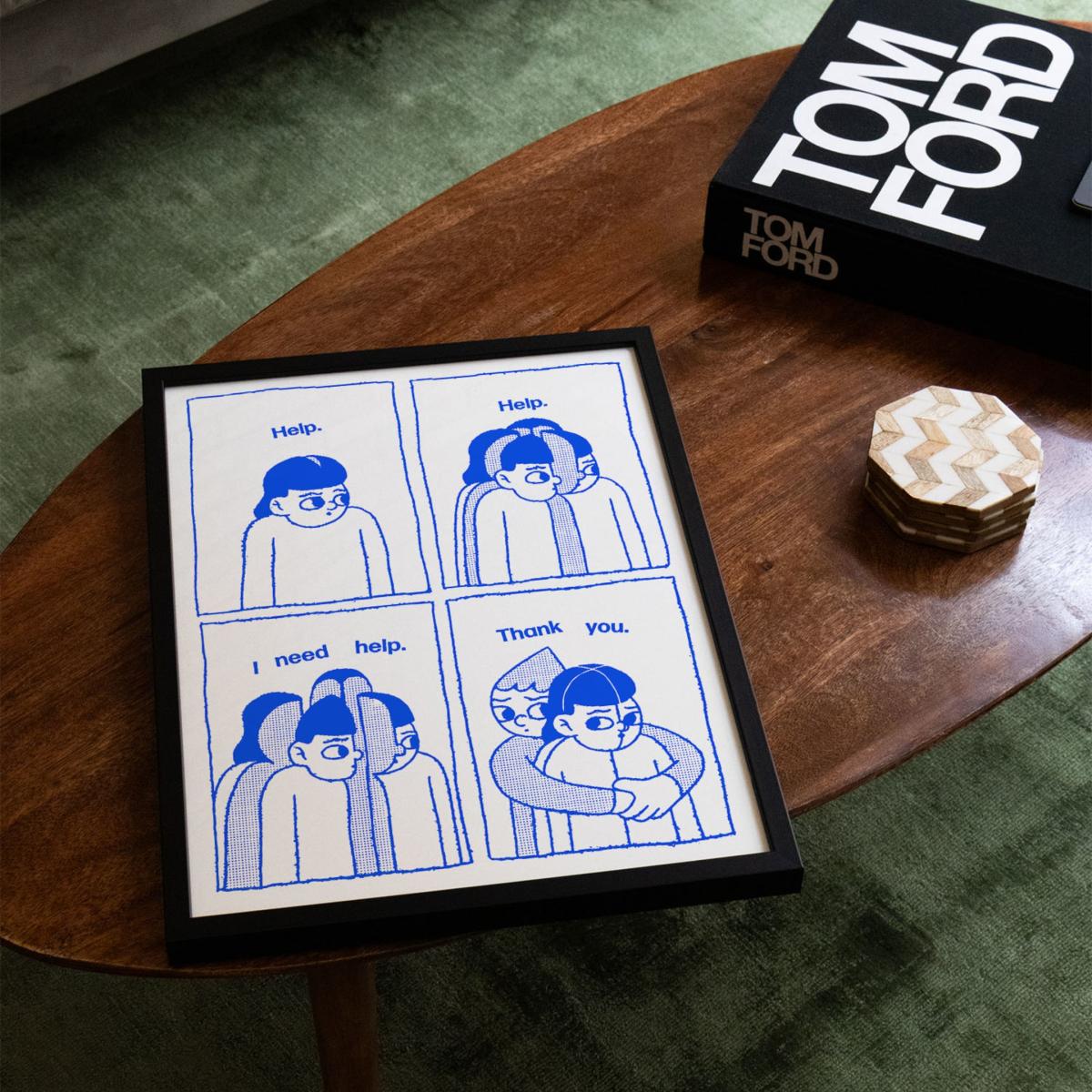Blue Help - Giclee Fine Art Print - Small | 12 X 16" | East Side Studio London – image 6