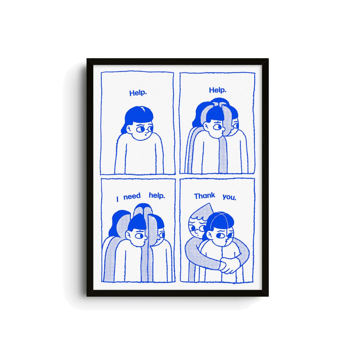 Blue Help - Giclee Fine Art Print - Small | 12 X 16" | East Side Studio London – image 1