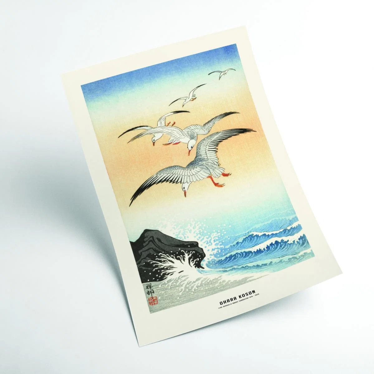 Ohara Koson - Five Seagulls Above Turbulent Sea A4 210 X 297Mm Stanley Print House – image 2