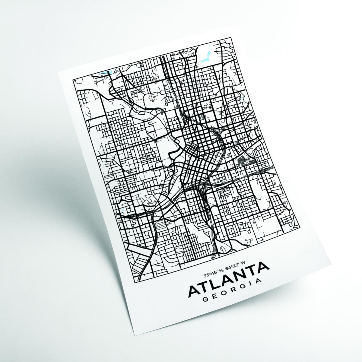 Black Map Of Atlanta Georgia A2 420 X 594Mm Stanley Print House – image 2