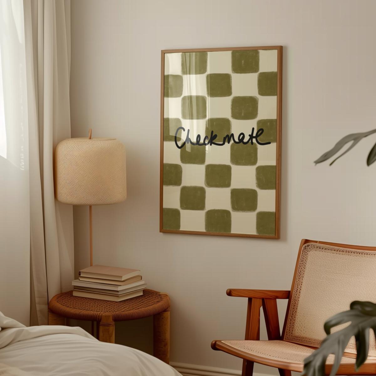 Green Checkmate Retro Giclée Art Print A2 | A2 | 420 X 594Mm | Fanclub – image 2