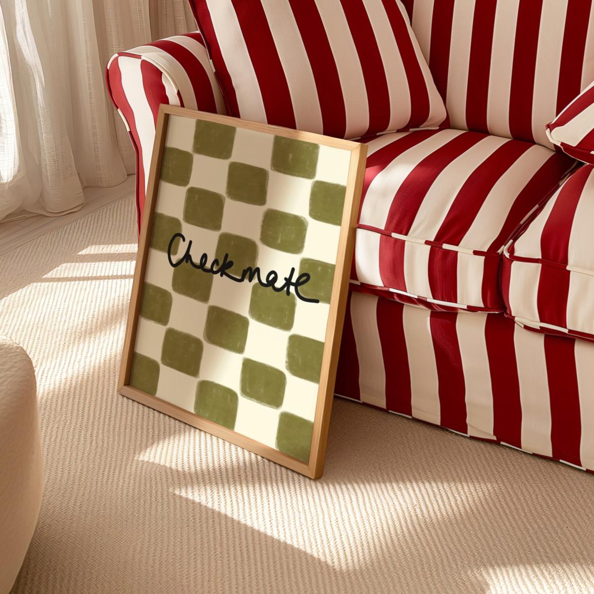 Green Checkmate Retro Giclée Art Print A2 | A2 | 420 X 594Mm | Fanclub – image 4
