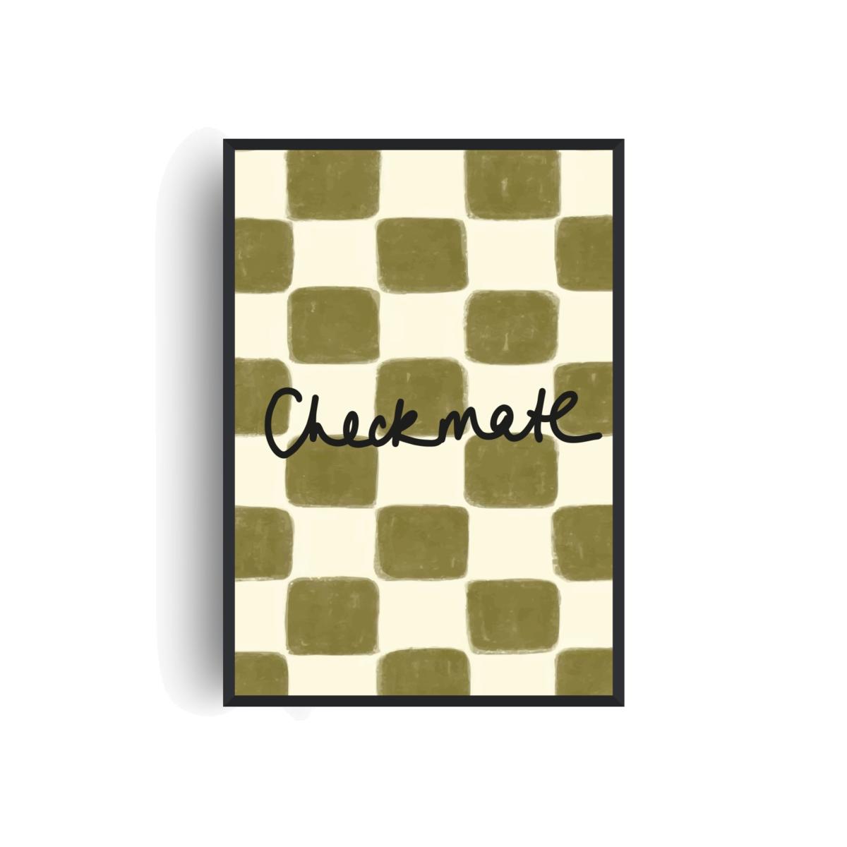 Green Checkmate Retro Giclée Art Print A2 | A2 | 420 X 594Mm | Fanclub – image 1