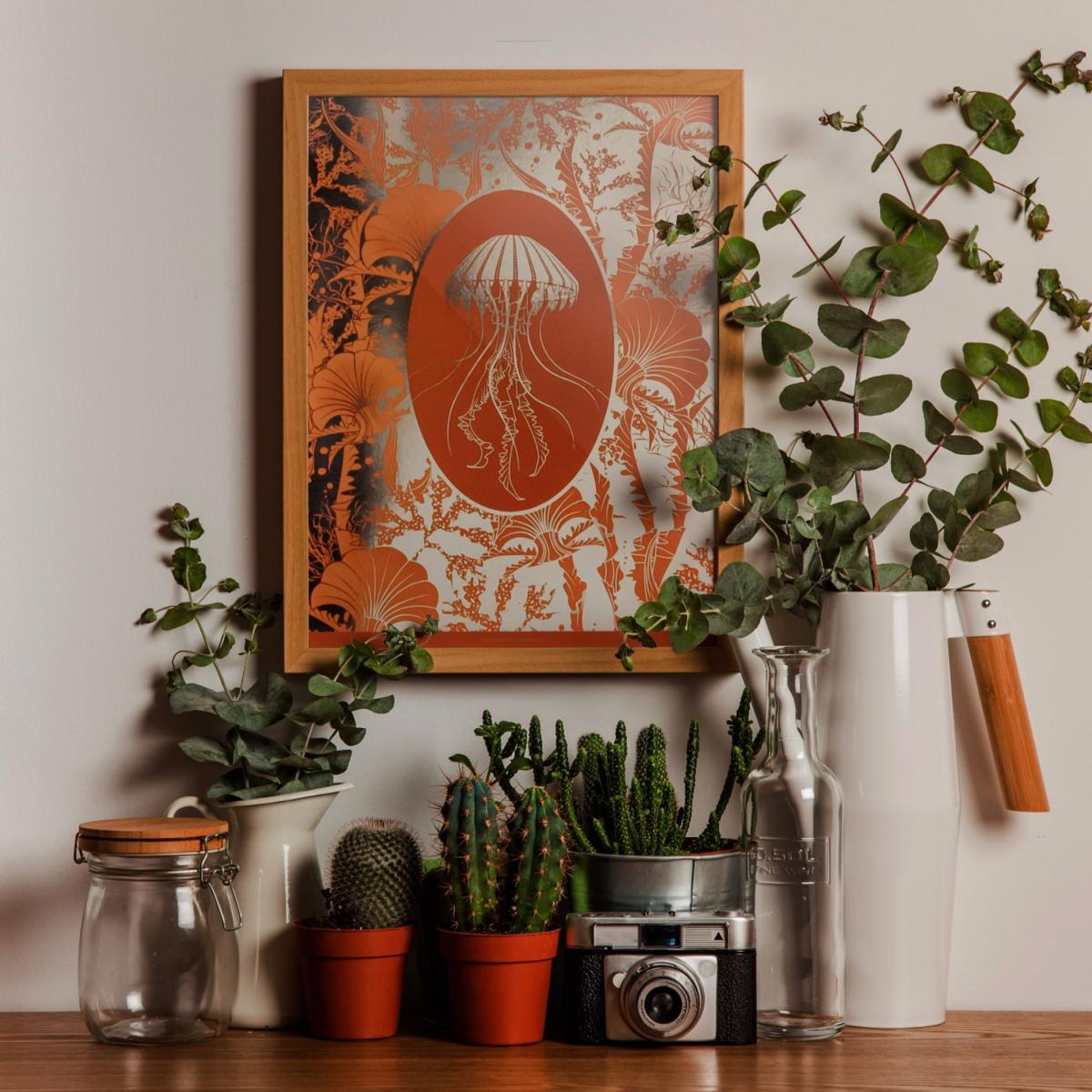 Elemental Jellyfish Orange: A4 Gold Art Print The Curious Department – image 2