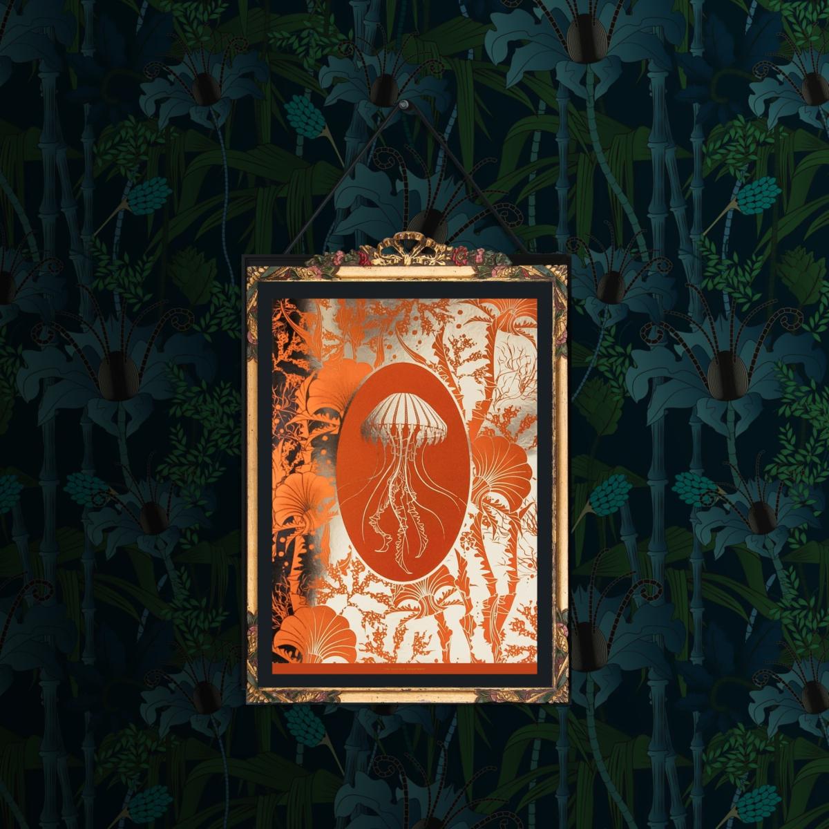 Elemental Jellyfish Orange: A4 Gold Art Print The Curious Department – image 4