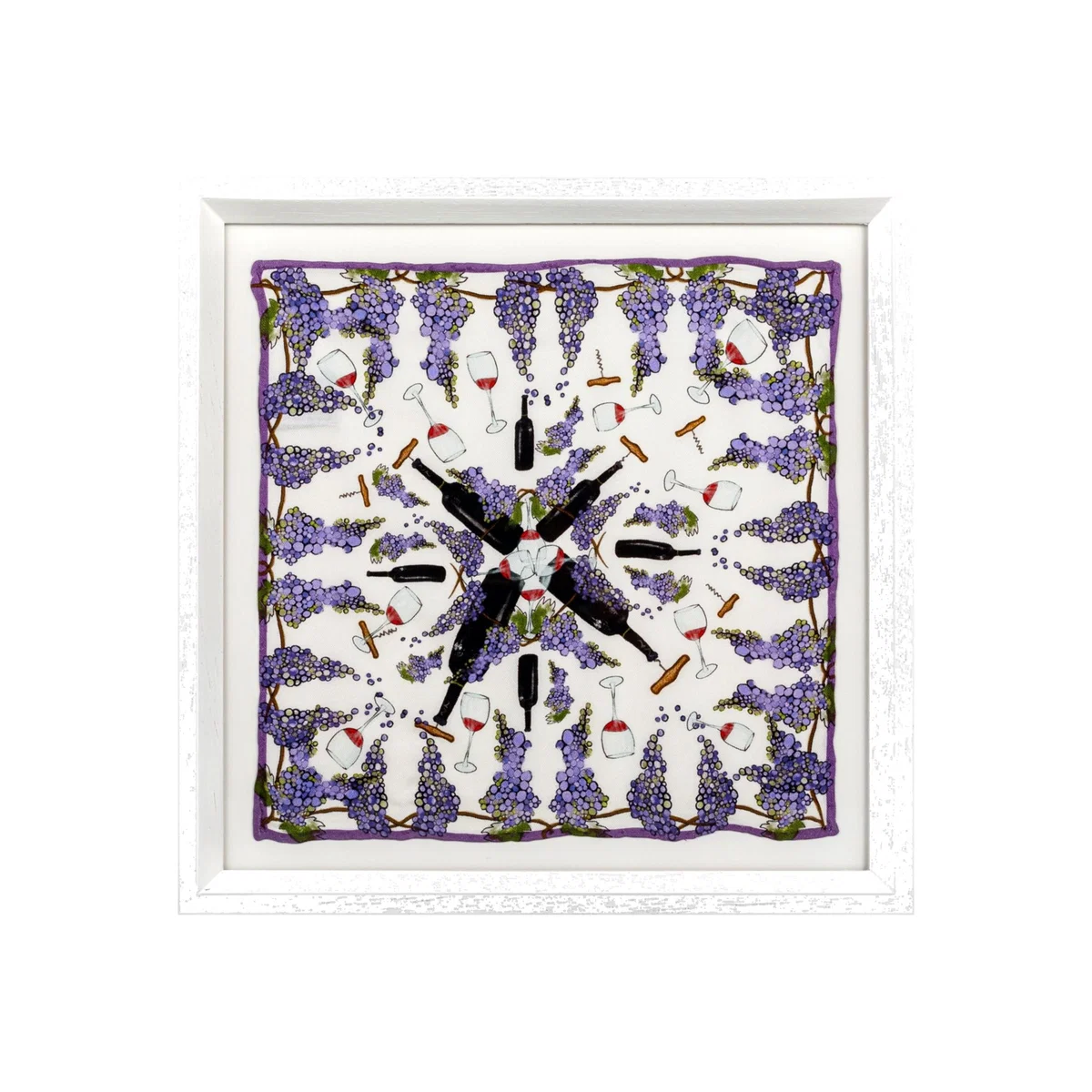 Framed Silk Art Bordeaux Wines France One Size Un Poco – image 1