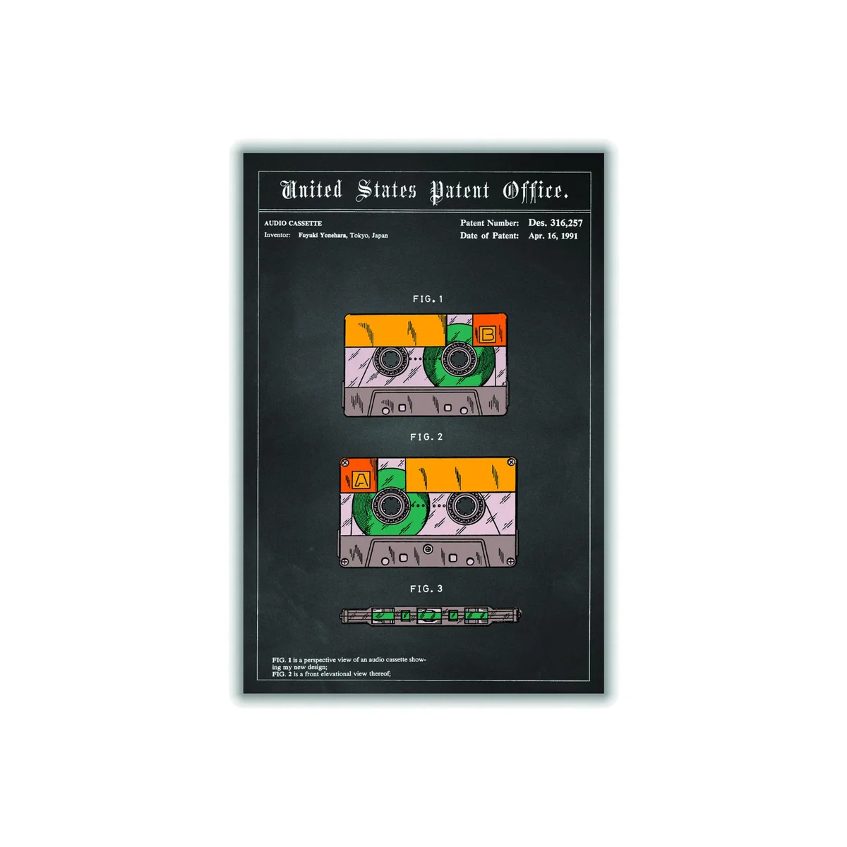 Yellow / Orange Casette Tape Patent A4 210 X 297Mm Stanley Print House – image 1