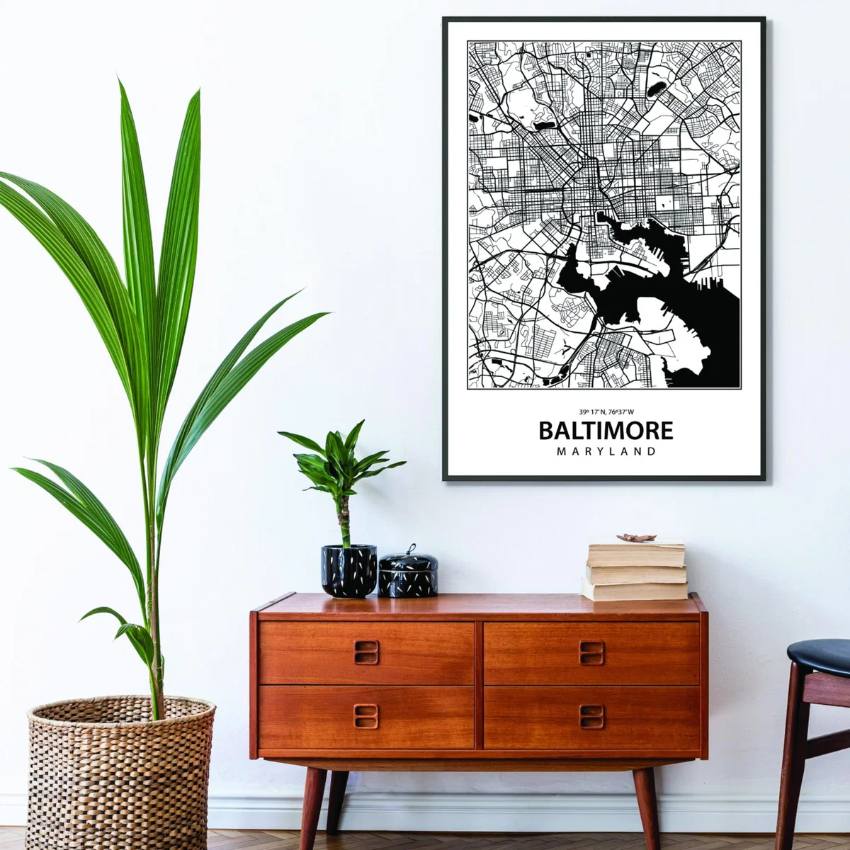 Black Map Of Baltimore Maryland Small Stanley Print House – image 3