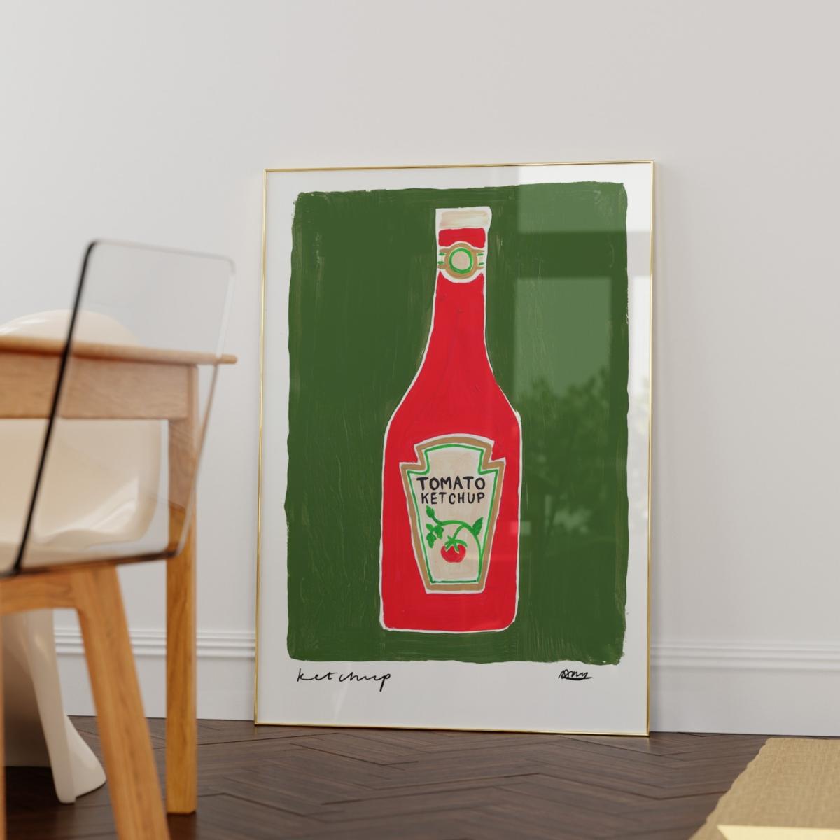 Green Ketchup Hand Painted Art Print - A2 | Natalie Cass Art – image 2