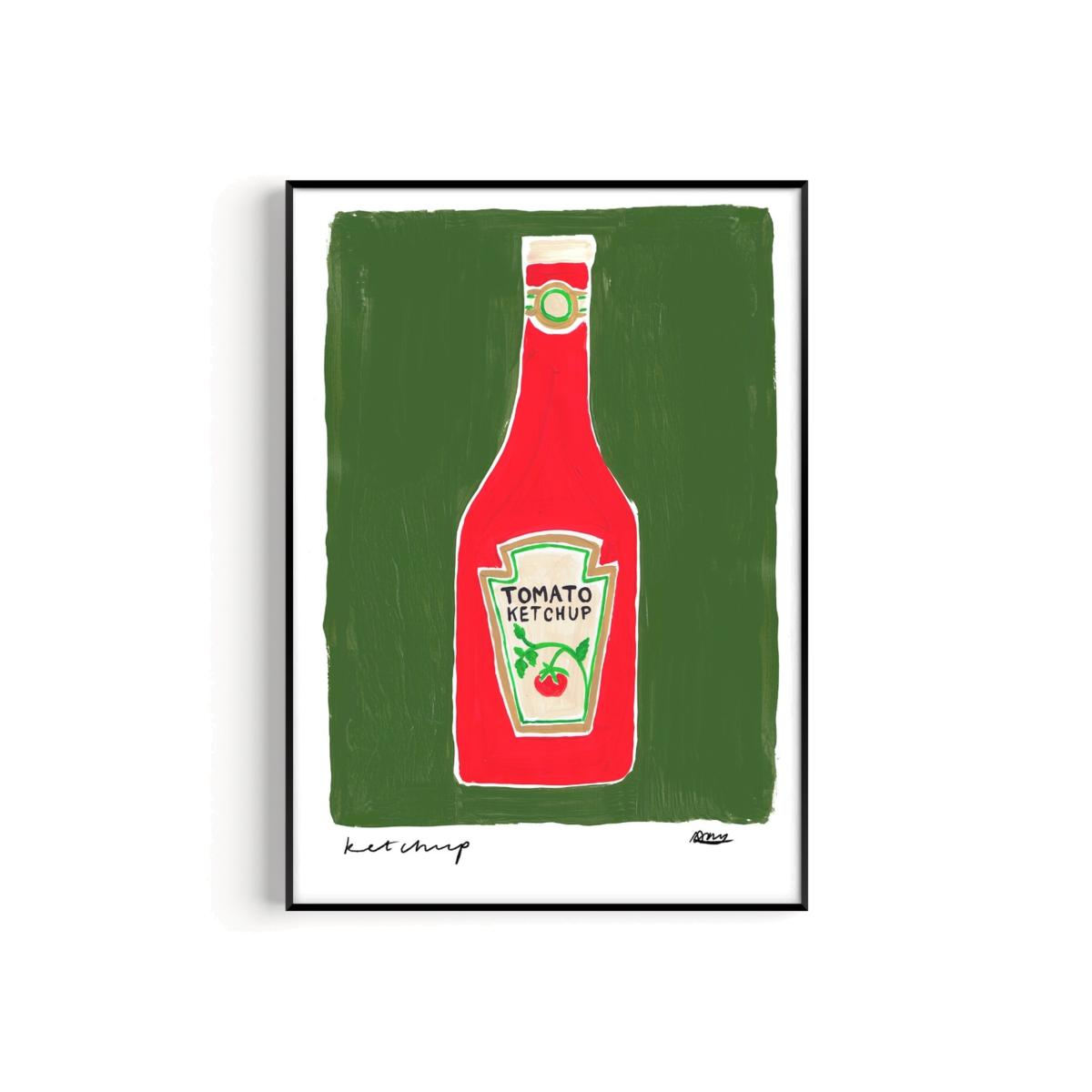 Green Ketchup Hand Painted Art Print - A2 | Natalie Cass Art – image 1