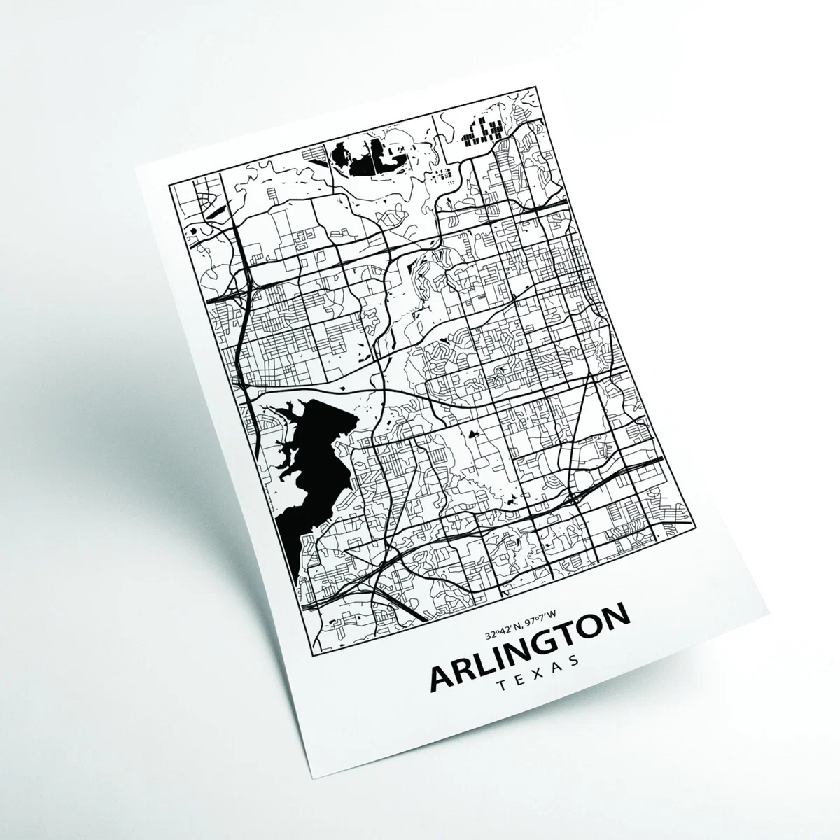 Black Map Of Arlington Large Stanley Print House – image 2