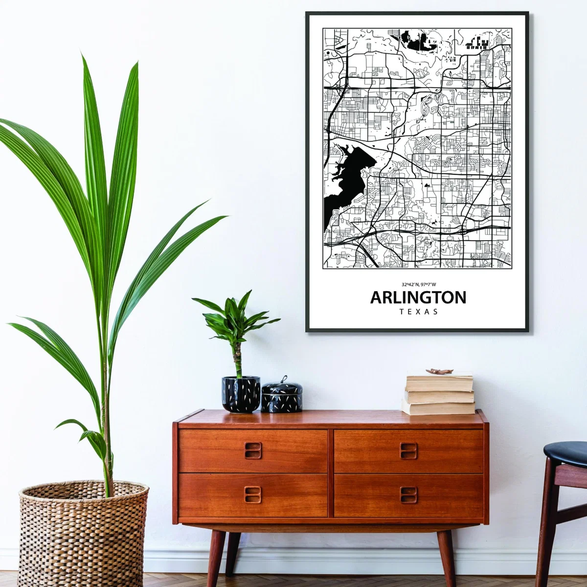 Black Map Of Arlington Large Stanley Print House – image 3