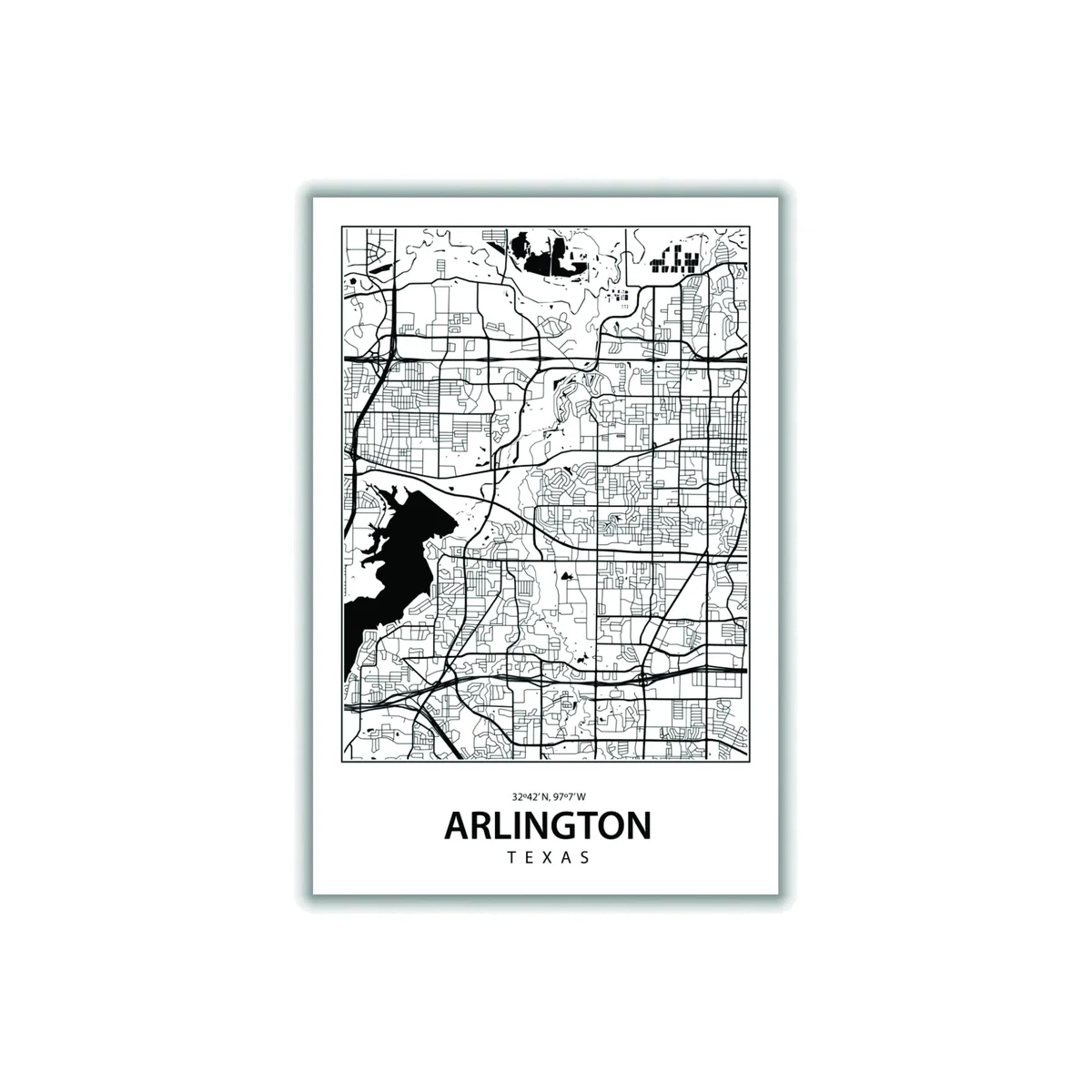 Black Map Of Arlington Large Stanley Print House – image 1