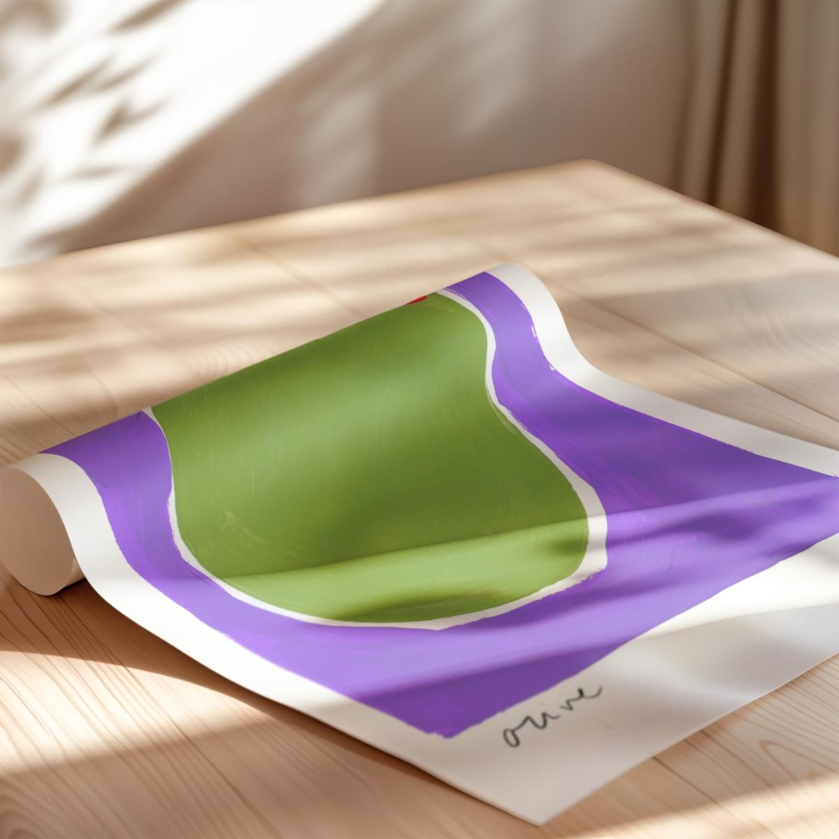 Pink / Purple / Green Olive Hand Painted Art Print - A3 | Natalie Cass Art – image 5