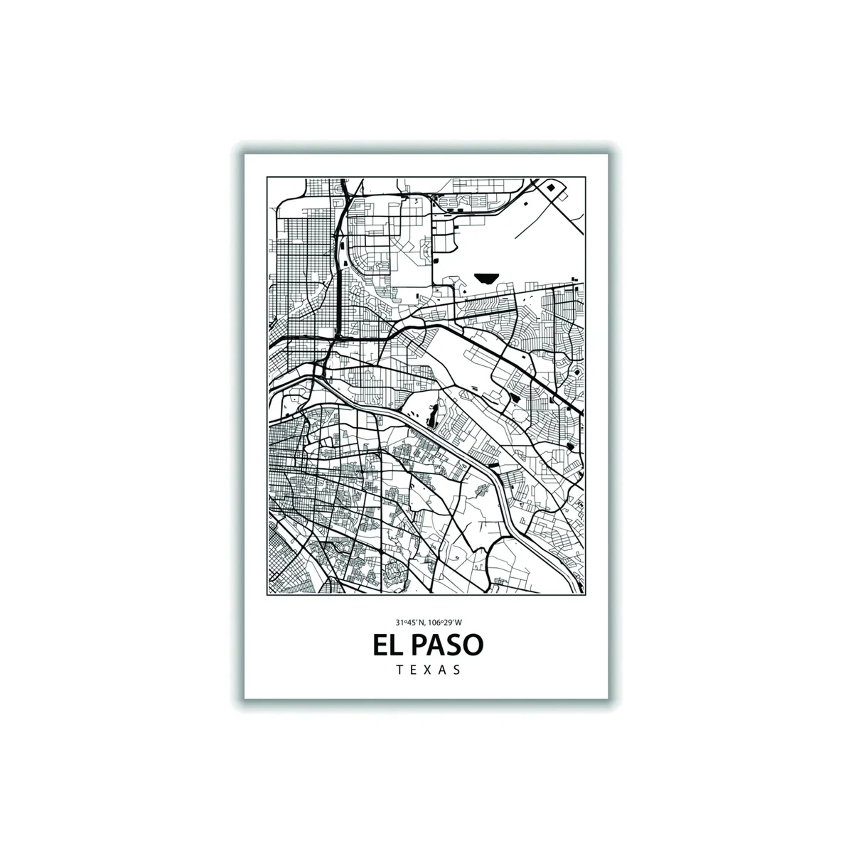 Black Map Of El Paso A2 420 X 594Mm Stanley Print House – image 1