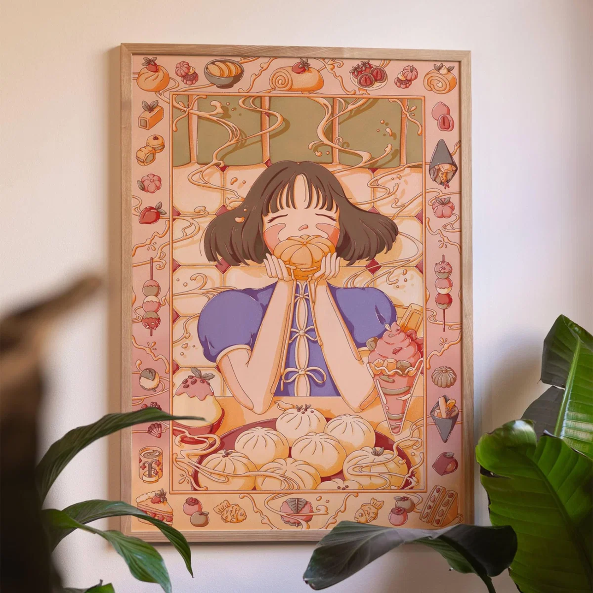 Neutrals / Yellow / Orange Custard Dreams - Japanese Foodie Art Print - Large | A2 | 420 X 594Mm | East Side Studio London – image 3