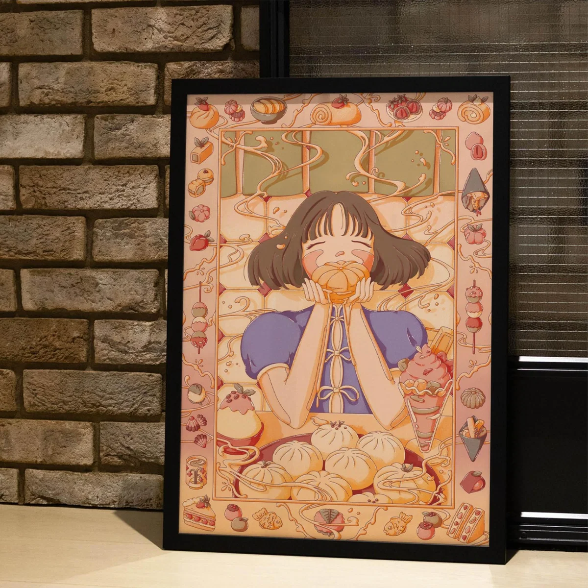 Neutrals / Yellow / Orange Custard Dreams - Japanese Foodie Art Print - Large | A2 | 420 X 594Mm | East Side Studio London – image 4