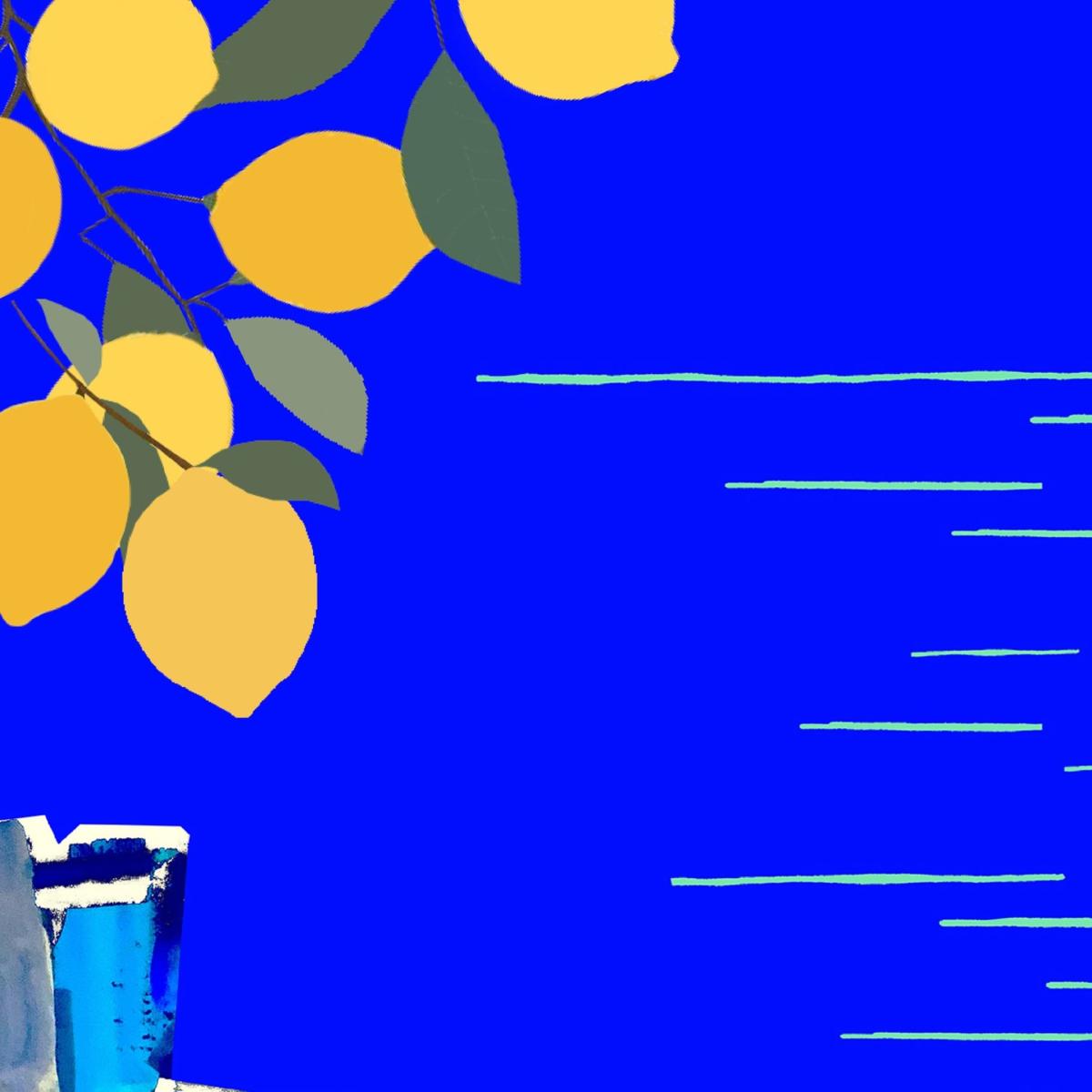 White / Blue / Yellow The Amalfi Coast Travel Illustration: Sunshine And Lemons By The Seaside In Italy, Art Print Awol – image 6