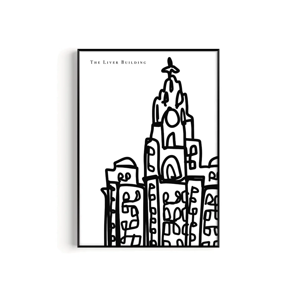 Black / White The Liver Building Art Print - A2 | A2 | 420 X 594Mm | Natalie Cass Art – image 1