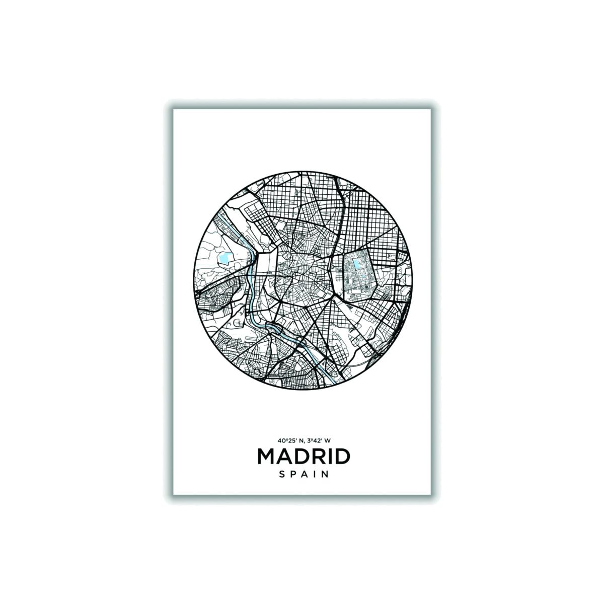 Black Map Of Madrid A2 420 X 594Mm Stanley Print House – image 1