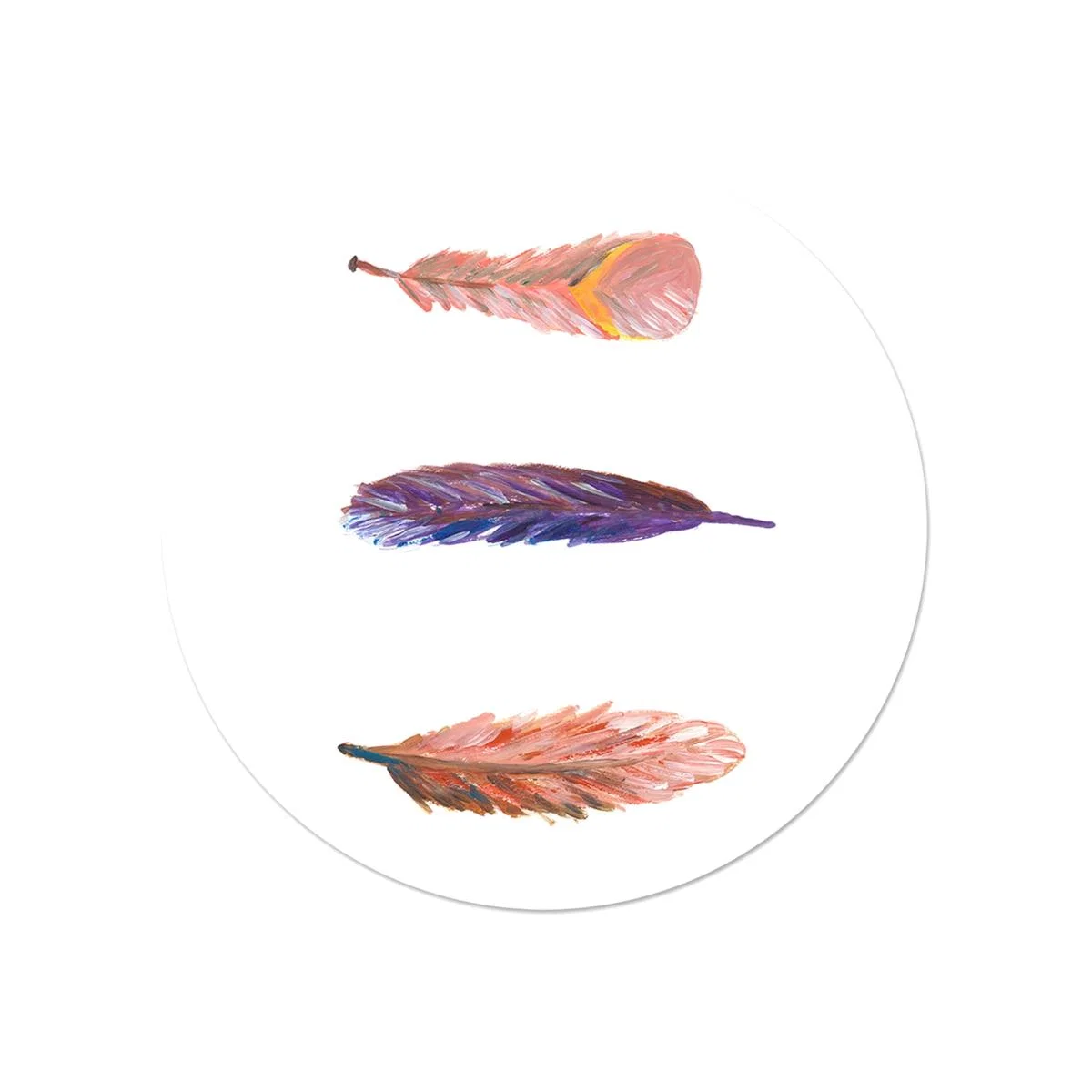 Pink / Purple Circle Wall Sticker Swirled Feathers Catchii – image 1