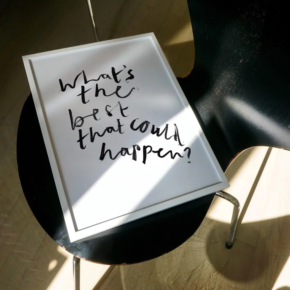 Black / White What's The Best That Could Happen? Hand Painted Art Print - A2 | Natalie Cass Art – image 3