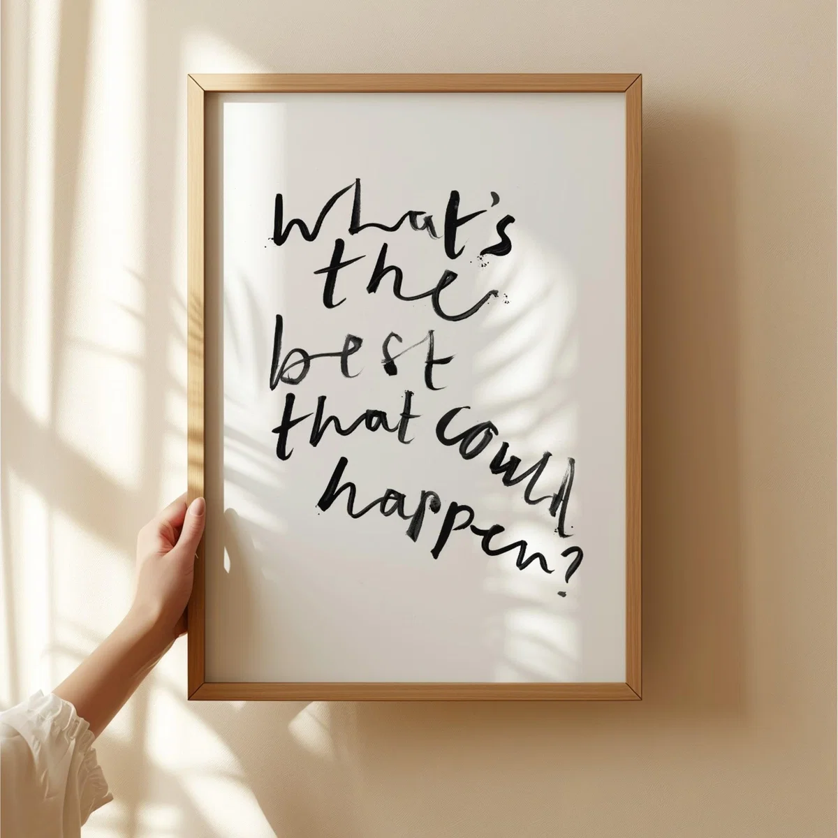 Black / White What's The Best That Could Happen? Hand Painted Art Print - A2 | Natalie Cass Art – image 4