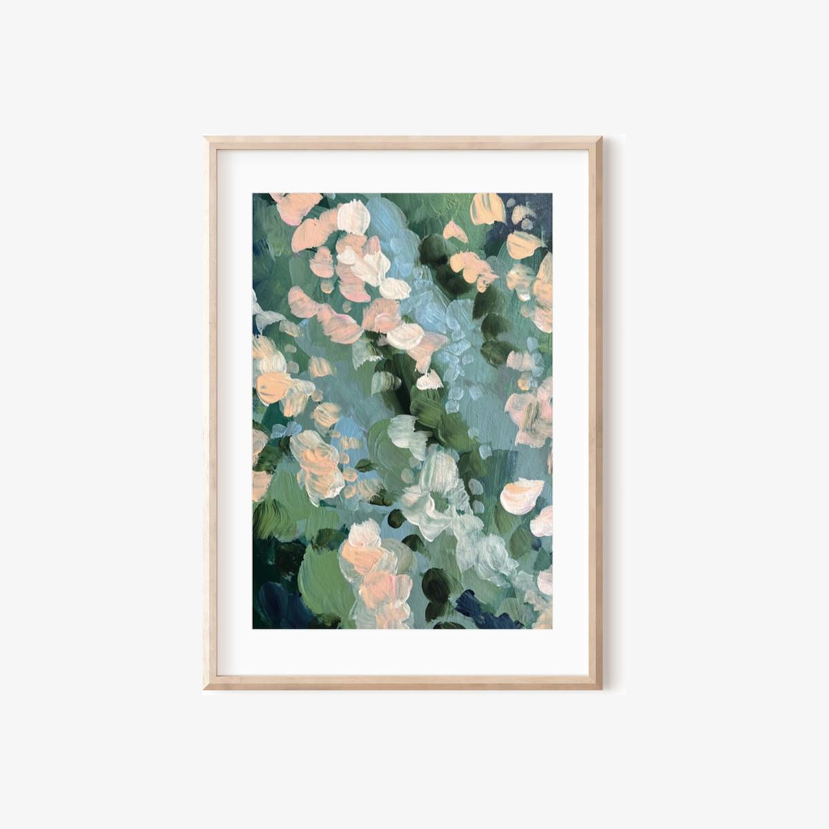 Blue / Green / Pink Blush Abstract Floral Print A3 297 X 420Mm Emily M Art & Design – image 1