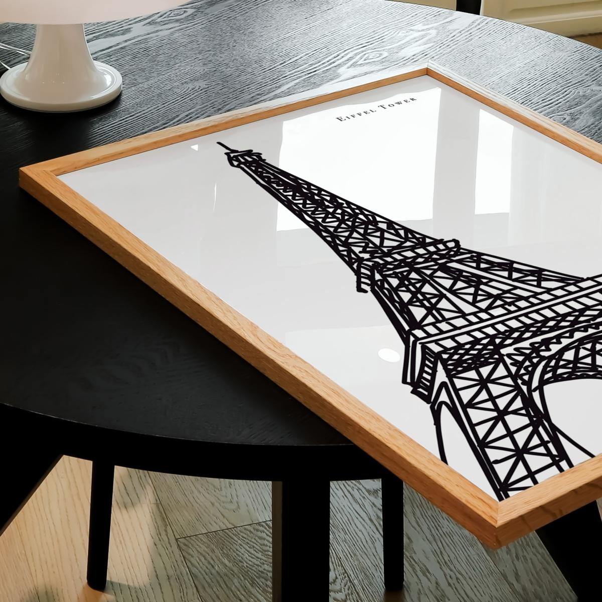 Black / White Eiffel Tower Art Print - A3 | A3 | 297 X 420Mm | Natalie Cass Art – image 2