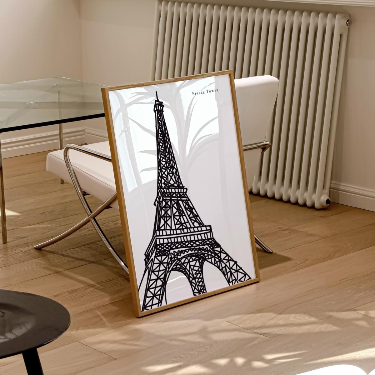 Black / White Eiffel Tower Art Print - A3 | A3 | 297 X 420Mm | Natalie Cass Art – image 3