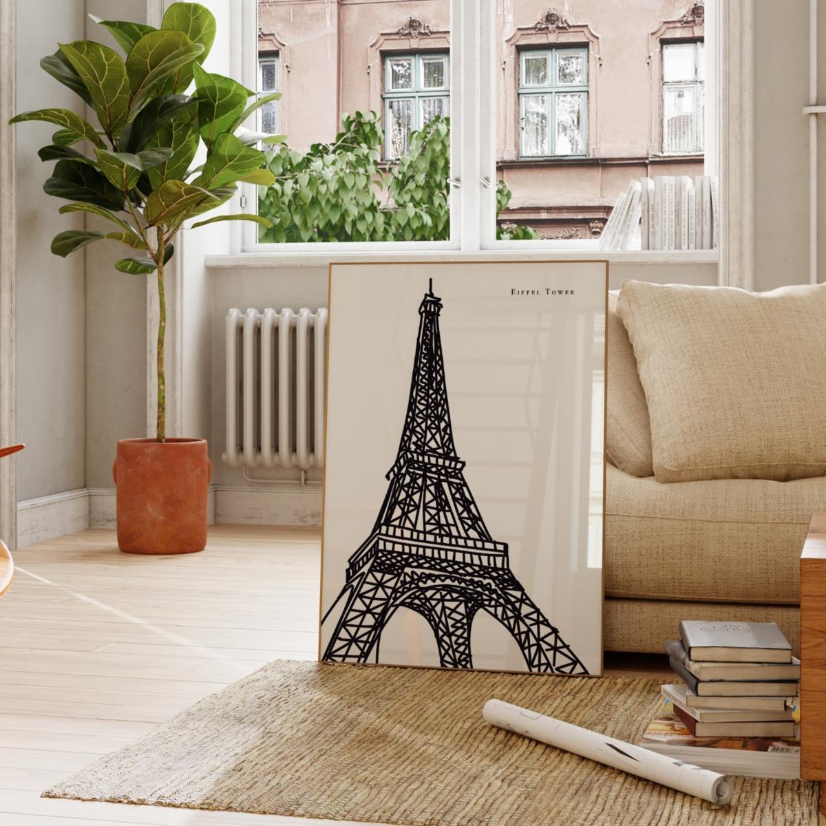 Black / White Eiffel Tower Art Print - A3 | A3 | 297 X 420Mm | Natalie Cass Art – image 4
