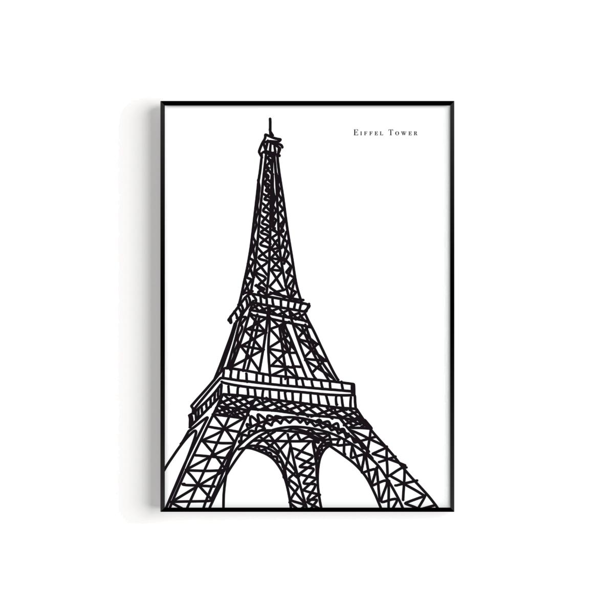 Black / White Eiffel Tower Art Print - A3 | A3 | 297 X 420Mm | Natalie Cass Art – image 1