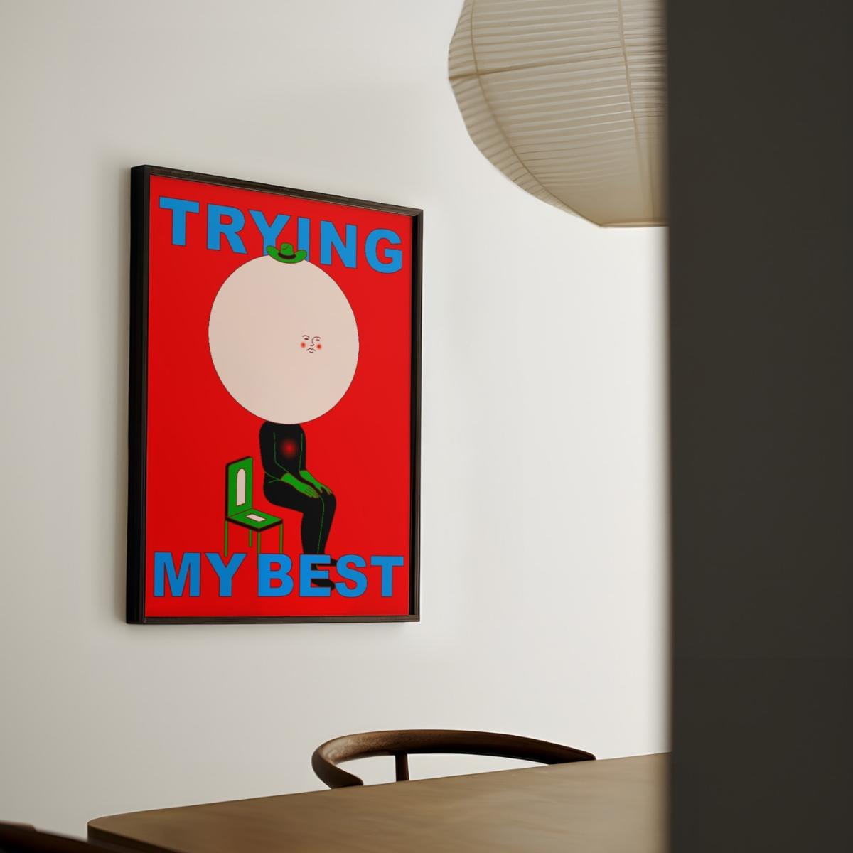 Red Trying My Best - Giclee Fine Art Print - Extra Small | A4 | 210 X 297Mm | East Side Studio London – image 2
