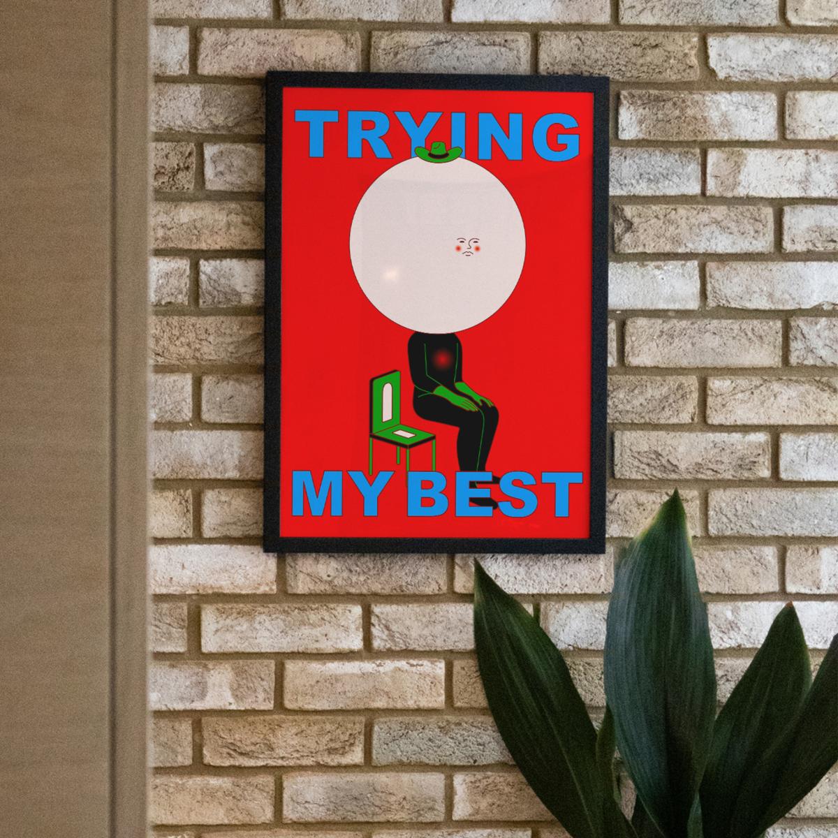 Red Trying My Best - Giclee Fine Art Print - Extra Small | A4 | 210 X 297Mm | East Side Studio London – image 3