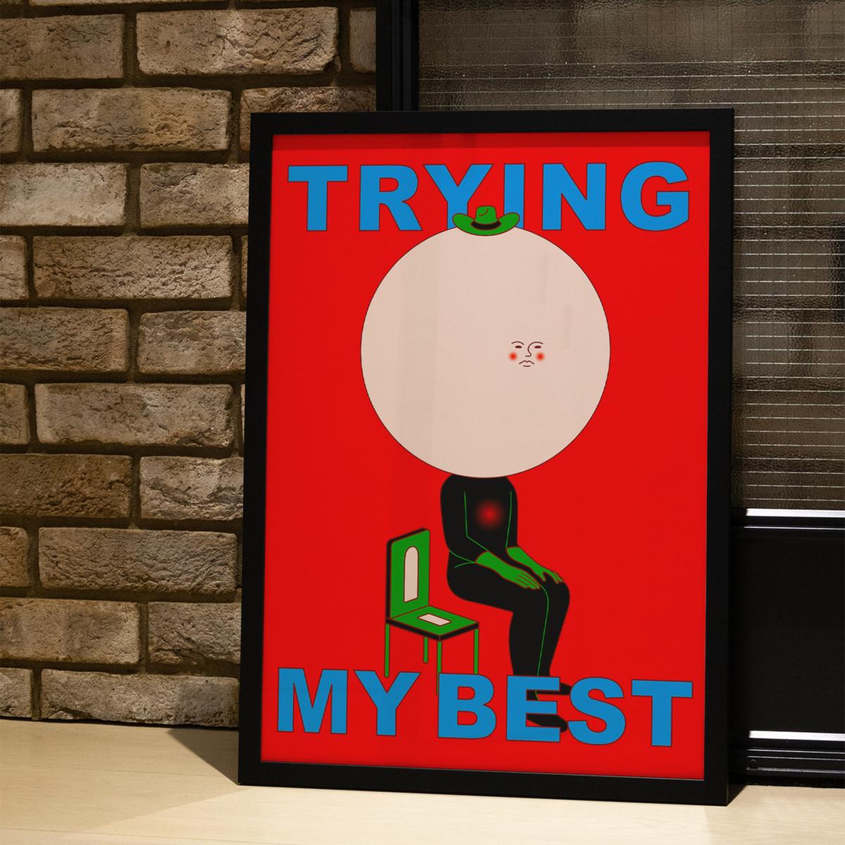 Red Trying My Best - Giclee Fine Art Print - Extra Small | A4 | 210 X 297Mm | East Side Studio London – image 4